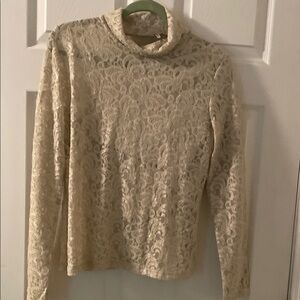 Elegant Cream Lace Long Sleeve Top
